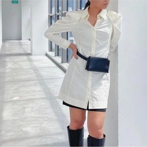 COS Shirt Dress Puff Sleeve Oversized Sz 14